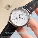 Copy Rolex Cellini Geneve White Dial Black Leather Strap Watch
